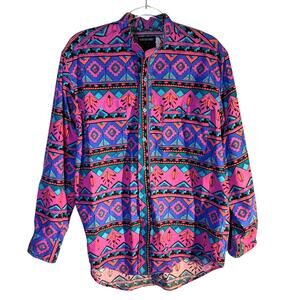Vintage 80's Frontier Series Men's Western Shirt Southwestern Pink Purple L